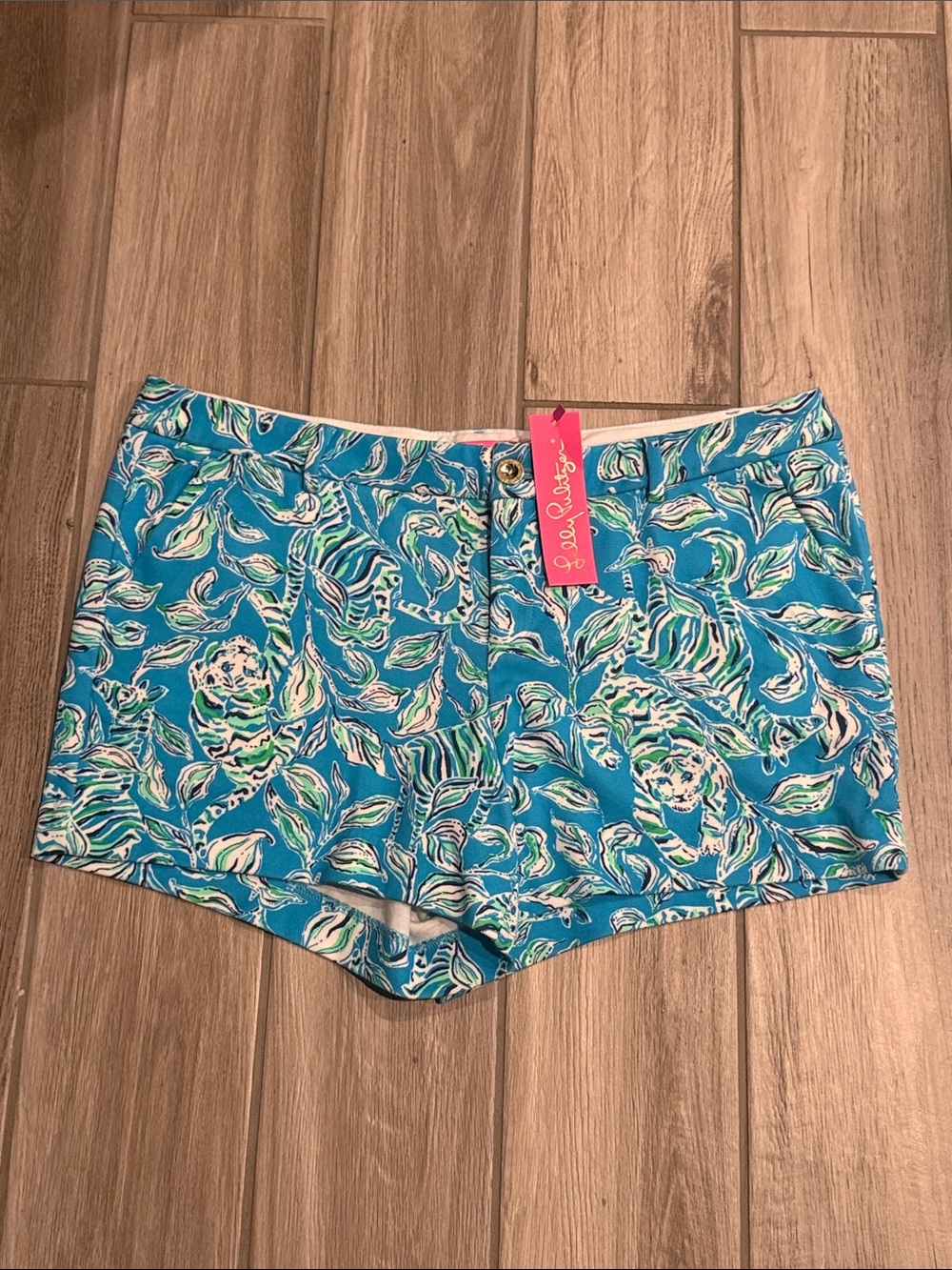 Lilly Pulitzer Turquoise Floral-Print High Waist Shorts